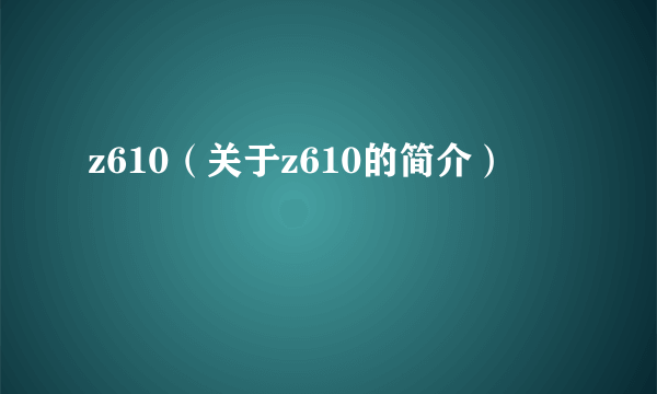 z610（关于z610的简介）