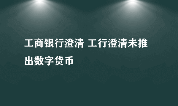工商银行澄清 工行澄清未推出数字货币