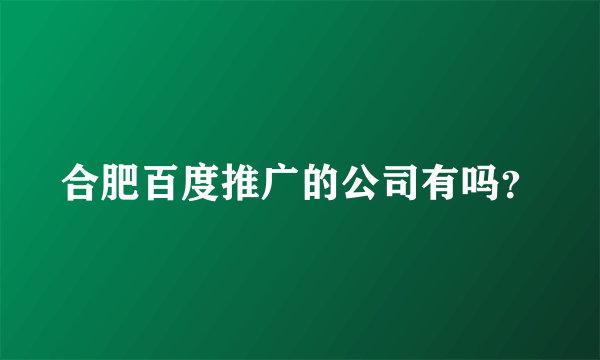 合肥百度推广的公司有吗？