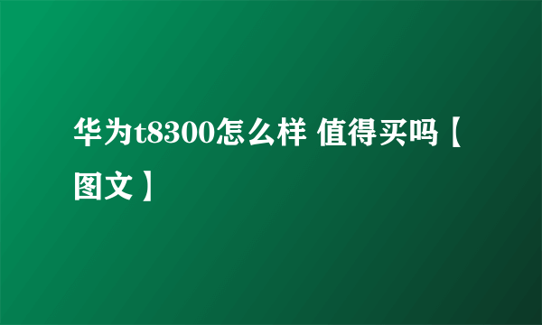 华为t8300怎么样 值得买吗【图文】