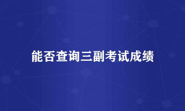 能否查询三副考试成绩