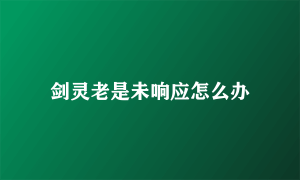 剑灵老是未响应怎么办