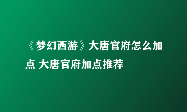 《梦幻西游》大唐官府怎么加点 大唐官府加点推荐