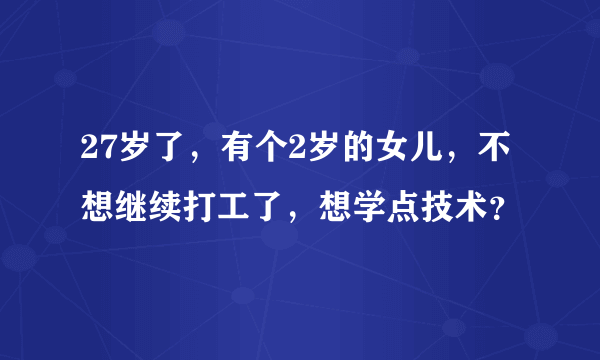 27岁了，有个2岁的女儿，不想继续打工了，想学点技术？