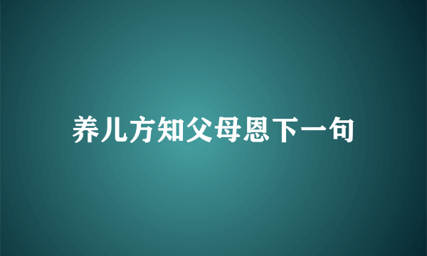 养儿方知父母恩下一句