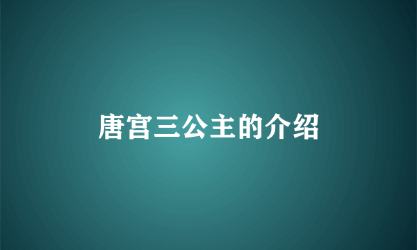 唐宫三公主的介绍