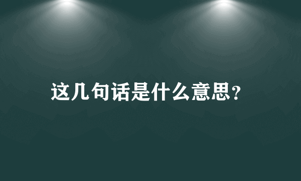 这几句话是什么意思？