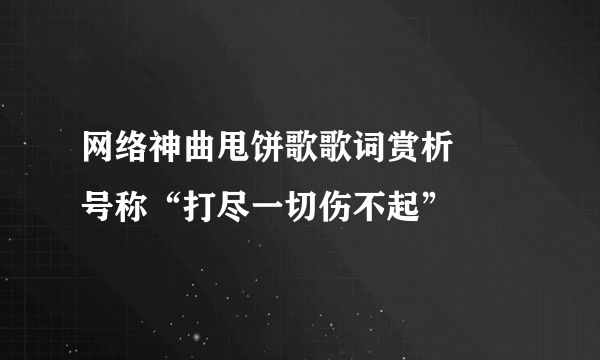 网络神曲甩饼歌歌词赏析     号称“打尽一切伤不起”
