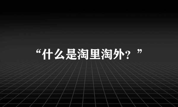 “什么是淘里淘外？”