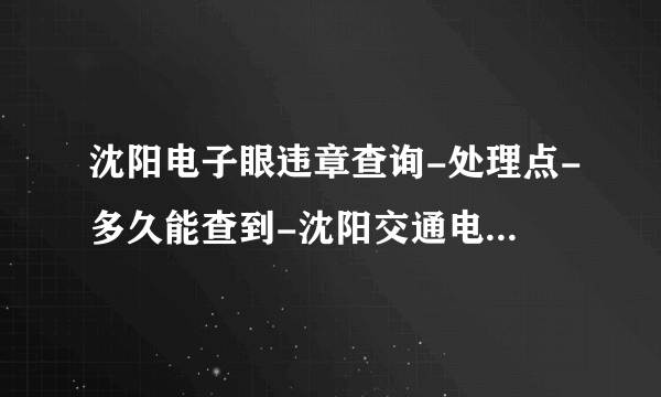 沈阳电子眼违章查询-处理点-多久能查到-沈阳交通电子眼违章查询-飞外网