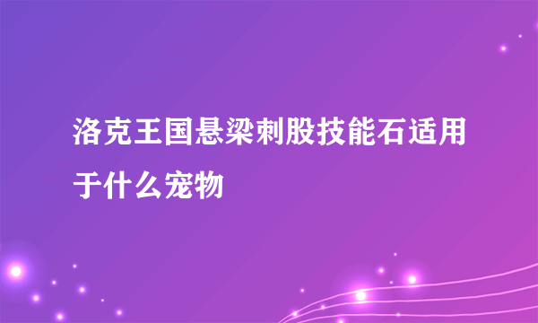 洛克王国悬梁刺股技能石适用于什么宠物