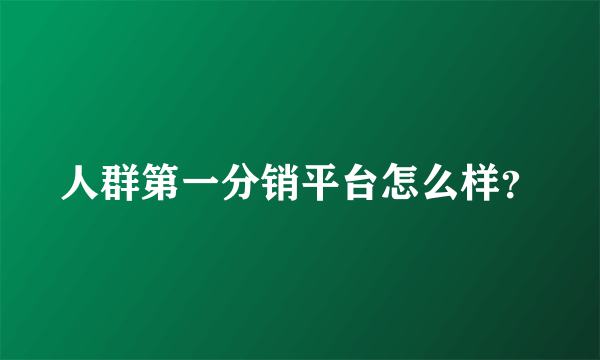 人群第一分销平台怎么样？