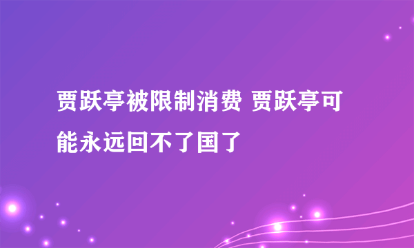 贾跃亭被限制消费 贾跃亭可能永远回不了国了