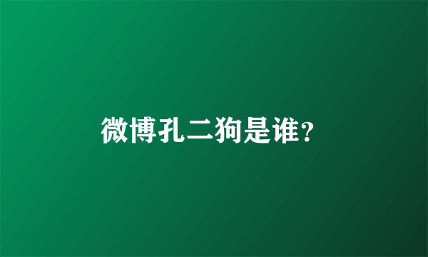 微博孔二狗是谁？