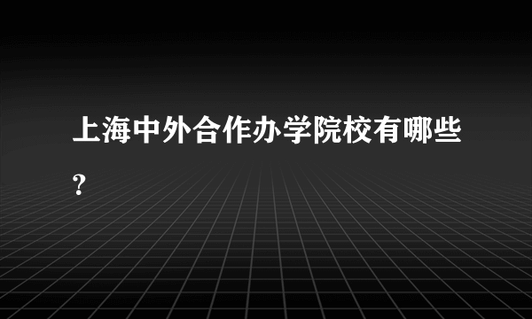上海中外合作办学院校有哪些？