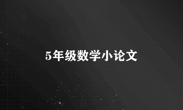 5年级数学小论文