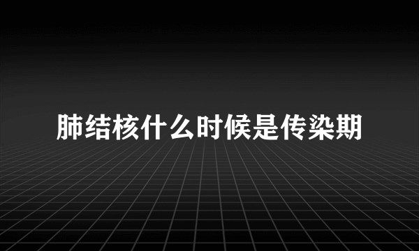 肺结核什么时候是传染期