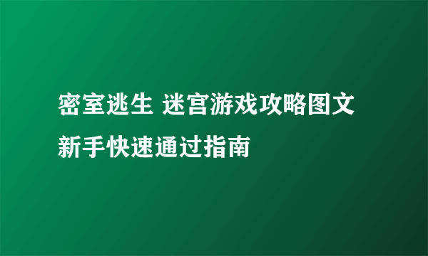 密室逃生 迷宫游戏攻略图文 新手快速通过指南