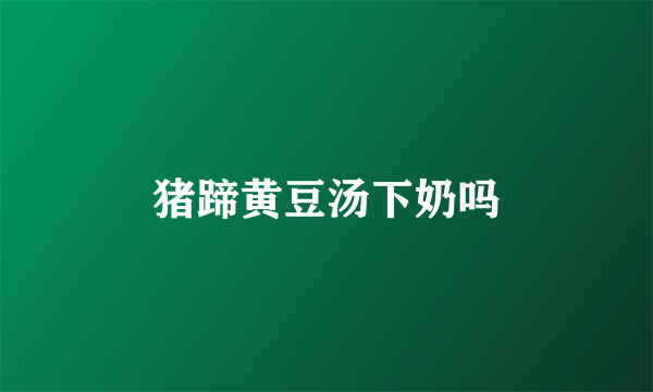 猪蹄黄豆汤下奶吗