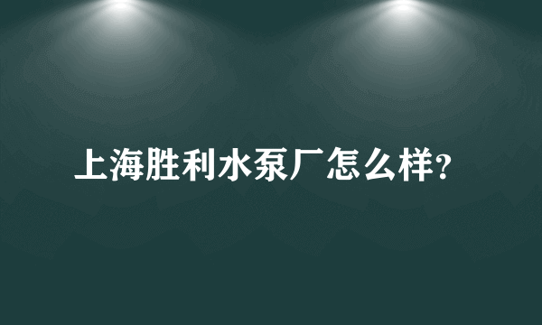上海胜利水泵厂怎么样？