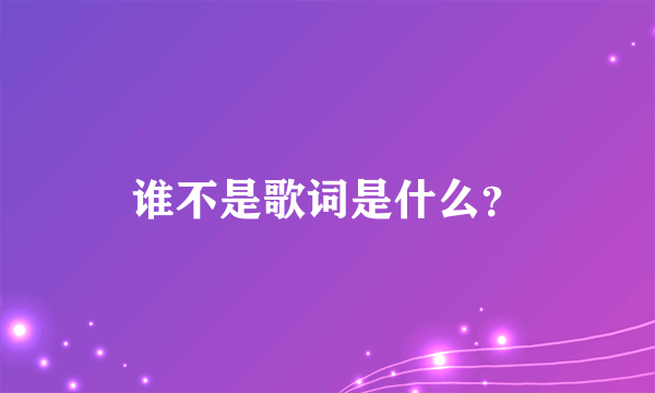 谁不是歌词是什么？
