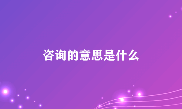 咨询的意思是什么