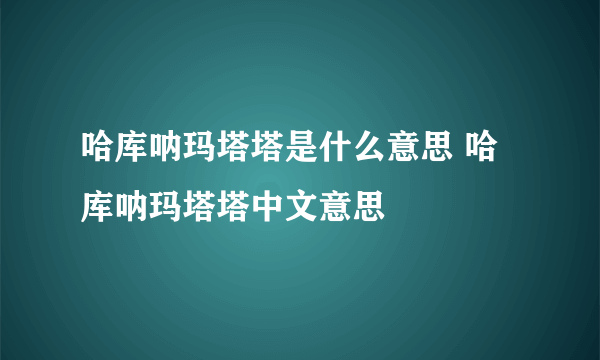 哈库呐玛塔塔是什么意思 哈库呐玛塔塔中文意思