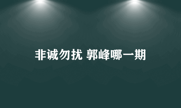 非诚勿扰 郭峰哪一期