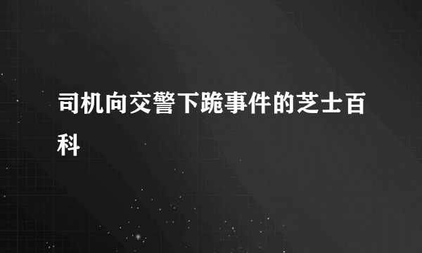 司机向交警下跪事件的芝士百科