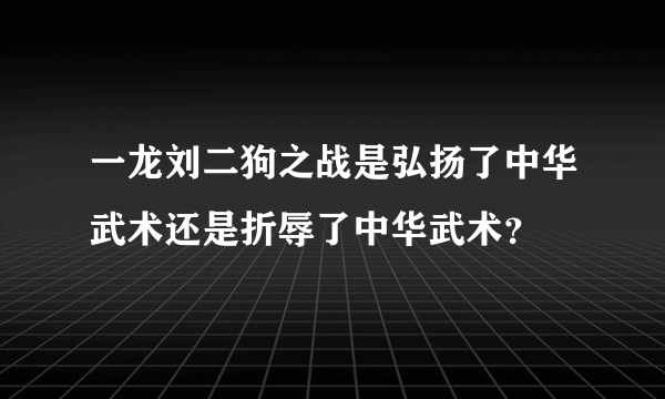 一龙刘二狗之战是弘扬了中华武术还是折辱了中华武术？