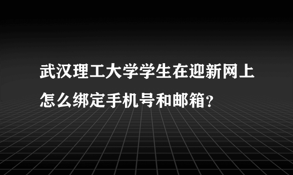 武汉理工大学学生在迎新网上怎么绑定手机号和邮箱？