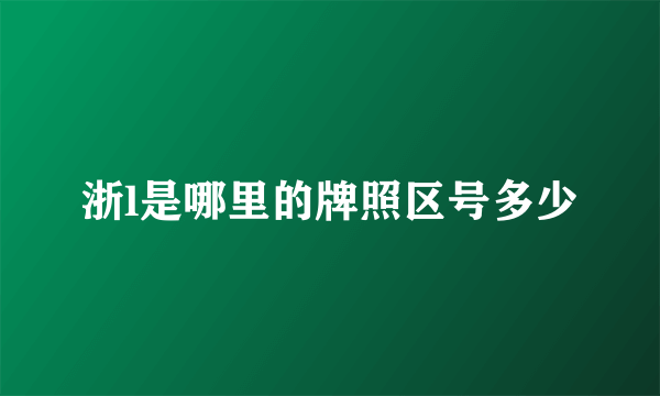 浙l是哪里的牌照区号多少