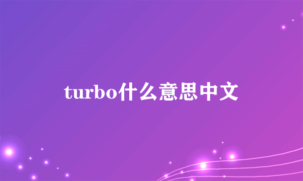 turbo什么意思中文