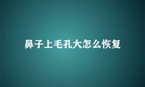 鼻子上毛孔大怎么恢复