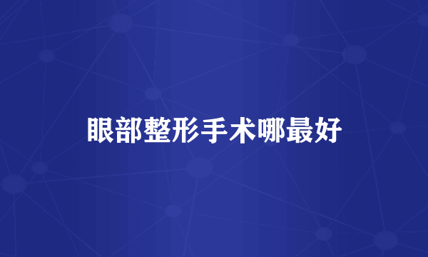眼部整形手术哪最好
