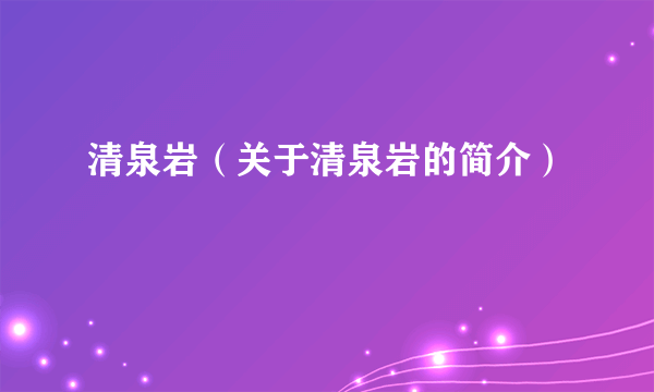 清泉岩（关于清泉岩的简介）