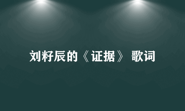 刘籽辰的《证据》 歌词