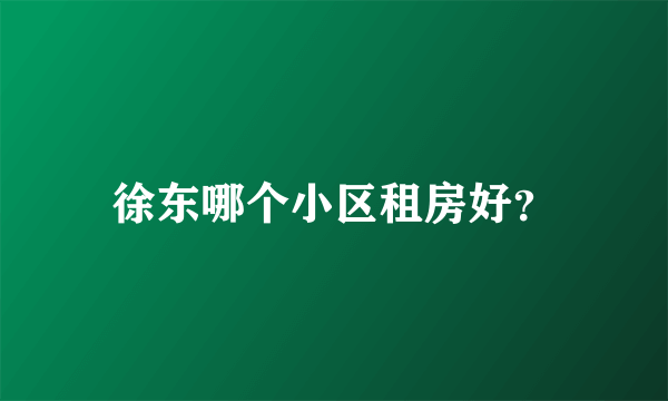 徐东哪个小区租房好？