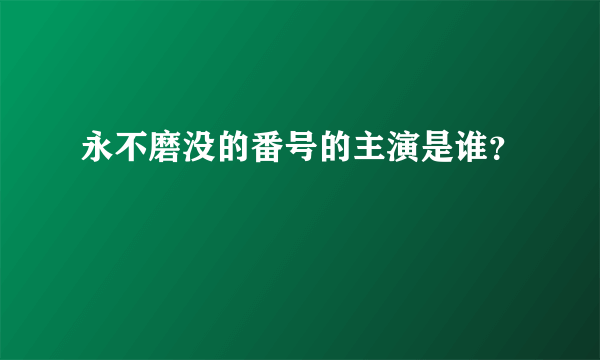 永不磨没的番号的主演是谁？
