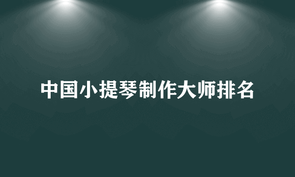 中国小提琴制作大师排名