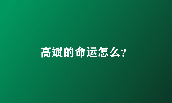 高斌的命运怎么？