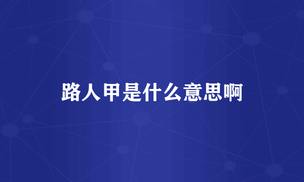 路人甲是什么意思啊