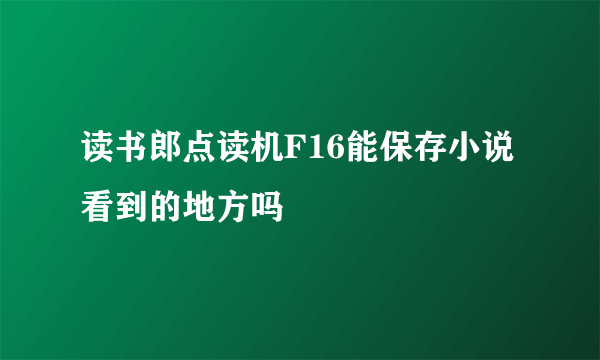 读书郎点读机F16能保存小说看到的地方吗