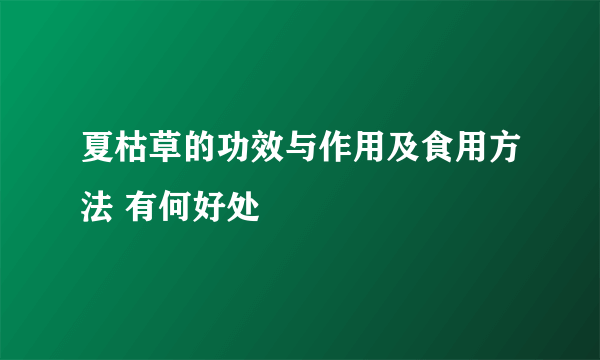 夏枯草的功效与作用及食用方法 有何好处