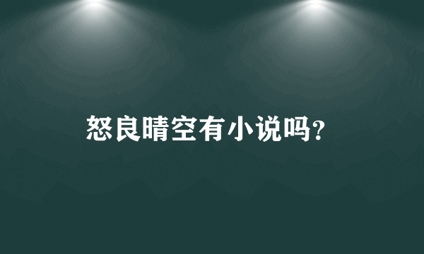 怒良晴空有小说吗？