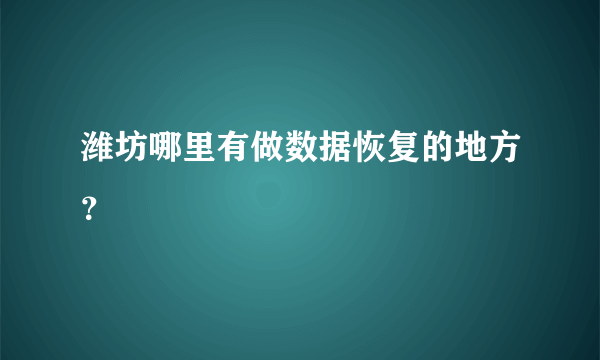 潍坊哪里有做数据恢复的地方？