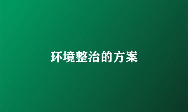 环境整治的方案