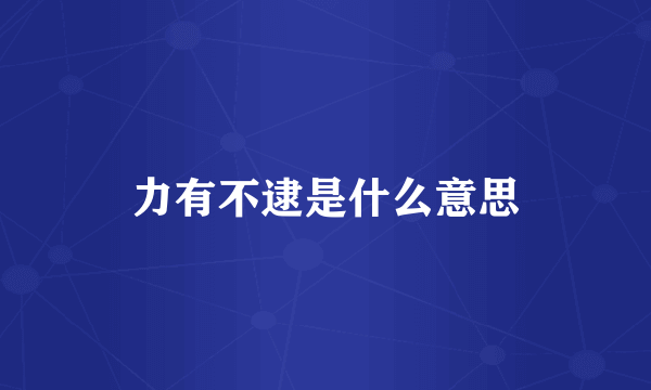 力有不逮是什么意思