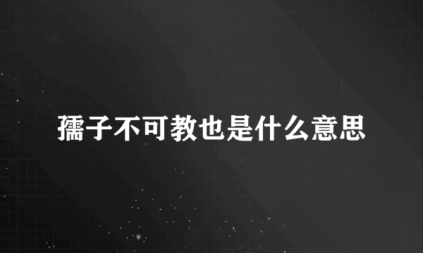 孺子不可教也是什么意思