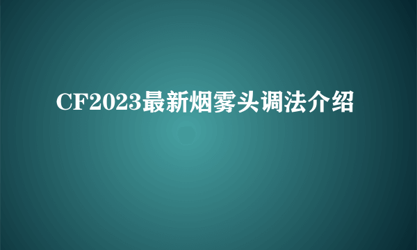 CF2023最新烟雾头调法介绍